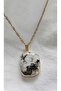 Stainless Steel Chain Drum Moonstone Natural Stone Necklace-Gold