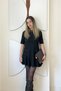 Women's Black Modal Fabric Cotton Pocketed Flounce Mini Dress - 3