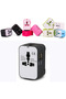 محول طاقة عالمي أسود اللون، محول سفر عالمي متكامل مزود بمنفذ Type-C ومنفذ USB - 6
