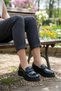 35833 Black Comfortable Loafer Women's Shoes with Opening Buckle Detail - 6