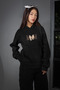 Mom Printed Cotton Long Sleeve Fleece-Lined 3 Yarn Women's Ka Hooded Weatshirt