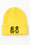 Middles & Niddles Character Printed Yellow Beanie – Child & Adult Compatible, Winter Warm Hat - 3