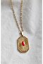 Stainless Steel Chain Red Eye Medallion Necklace-Gold