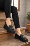 35834 Black Leather Buckle Detailed Comfortable Loafer Women's Shoes - 2