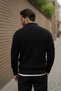 Men's Black Half Zipper Mock Neck Sweatshirt Thessaloniki Knitted Sweater - 6