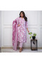 Purple Pure Cotton Salwar Kameez & Dupatta Set - ALV1336 | Purple-Size:XL-42-Inches - 2