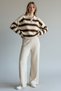 Women's Striped Polo Neck Knitwear Trouser Suit