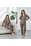 Leopard Print Women's Suede Pajama Set – Soft Fabric, Comfortable Fit, Winter Homewear Set - 3