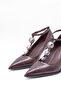 Gold Detailed T-Strap Heeled Shoes