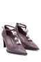 Gold Detailed T-Strap Heeled Shoes - 2