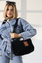 Women's Black Plush Bag Crossbody Shoulder and Arm Bag - 2