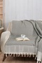 Natural Cotton Hand-Tied Fringed Sofa Cover - Sofa Shawl 170X220 cm - 2