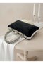 Black Silver Metal Handle Detailed Luxury Wavy Velvet Women's Evening Dress Bag Wedding Engagement Graduation - 5