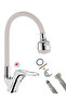 Mix Hot and Cold Water Double Water Inlet Bendable Spout Kitchen and Sink Faucet Mixer - 3