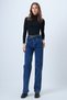 Women's Blue High Waist Straight Leg 5-Pocket Denim Trousers