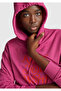 Women's Dark Pink Cotton Blend Front Text Printed Hooded Sweatshirt - 6