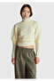 Women's cream wool blend patterned half sleeve sweater