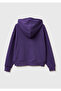 Women's purple cotton blend front text Printed Hooded sweatshirt - 4