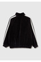 Girl's Black Logo Label Zippered Raglan Sleeve Mock Neck Sweatshirt - 2