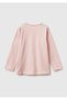 Girl's dusty pink long sleeve t-shirt with crew neck and high low hem - 2