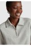 Women's Gray Melange 100% Cotton Half Zipper Crop Stranger Things Polo T-Shirt - 6
