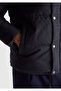 Men's Navy Blue Snap Button Hooded Inflatable Jacket - 6
