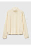 Women's Cream Patterned Mock Neck Blouse - 2