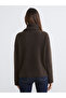 Brown shawl collar women's knit sweater - 4