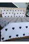 Heart Double Size 3 Piece Bedspread Set - 200X240 cm - White Black with Pvc Bag - 4