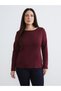 Burgundy plus size boat neck women's t-shirt 2-pack - 3