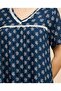 Printed Nightdress With V-Neck And Short Sleeves - 6