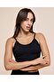 Women'S Black Ribbed Padded Sports Bra