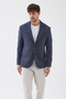 Sarbello Men's Light Navy Blue Flexible Polyviscose Fabric Fully Lined Slim Fit Mono Collar Sports Blazer Jacket - 2