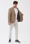 Sarbello Men's Beige Flexible Polyviscose Fabric Fully Lined Slim Fit Mono Collar Sports Blazer Jacket - 6