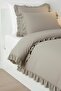 100% Natural Cotton Single Romantic Ruffled Duvet Cover Set (Without Sheets) 160*220 |   Soft and Breathable Fabric |   Capiccino - 2