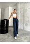 Valentina Stretch Fabric Loose Women's Blue Navy Super High-Waisted Loose-Leg Denim Jeans - 5