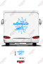 Adventure Awaits Written on the Caravan Sticker with a Heart and Arrow Pattern