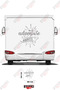 Adventure Awaits Written on the Caravan Sticker with a Heart and Arrow Pattern