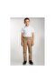 Children's Ribbed Waistband Fully Elastic Canvas Fabric Casual and School Pants Beige - 2