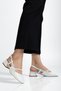 White Patent Leather Daily Women's Maste with Pearls Heeled Shoes - 4
