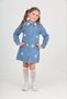 Girl's Yellow Daisy Embroidered Blue Dress - 5