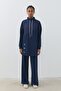 Jacquard Fabric Detailed Knitted Trousers Tunic Set Navy Blue