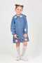 Girl's Blue Dress with Daisy and Heart Embroidery - 2