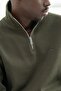 Regular Fit Zippered Mock Neck Cotton Thessaloniki Fabric Sweater with Side Pockets - 6