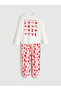 Ecru Crew Neck Girl's Pajama Set