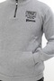 Men's Light Gray Fleece Lined Half Zipper Stand Collar Cotton Sweatshirt - 5