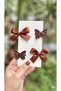 Cleo Bitter Brown Hair Clip Set (Ribbon Bow Glitter Butterfly 3.2 Metal Clip) - 2
