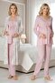Women's Long Sleeve Lace Patterned Maternity 3-Piece Pajama Set