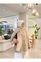 Buttoned Plush Angora Coat Cardigan with Scarf