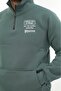 Men's Petrol Green Fleece Lined Half Zipper Stand Collar Cotton Sweatshirt - 5